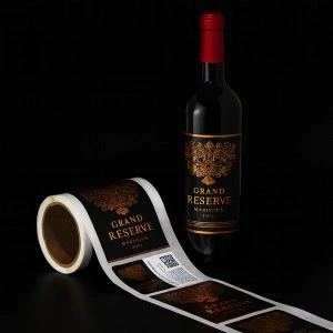 Red Wine Texture Label Embossed Lipstick Roll Gold Foil Die Cut Labels