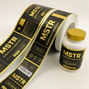 Waterproof Matte Gold Foil Nutrition Supplement Bottle Packaging Labels