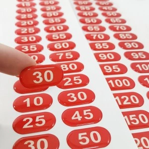 Waterproof PVC Dome Epoxy Vin Number Stickers